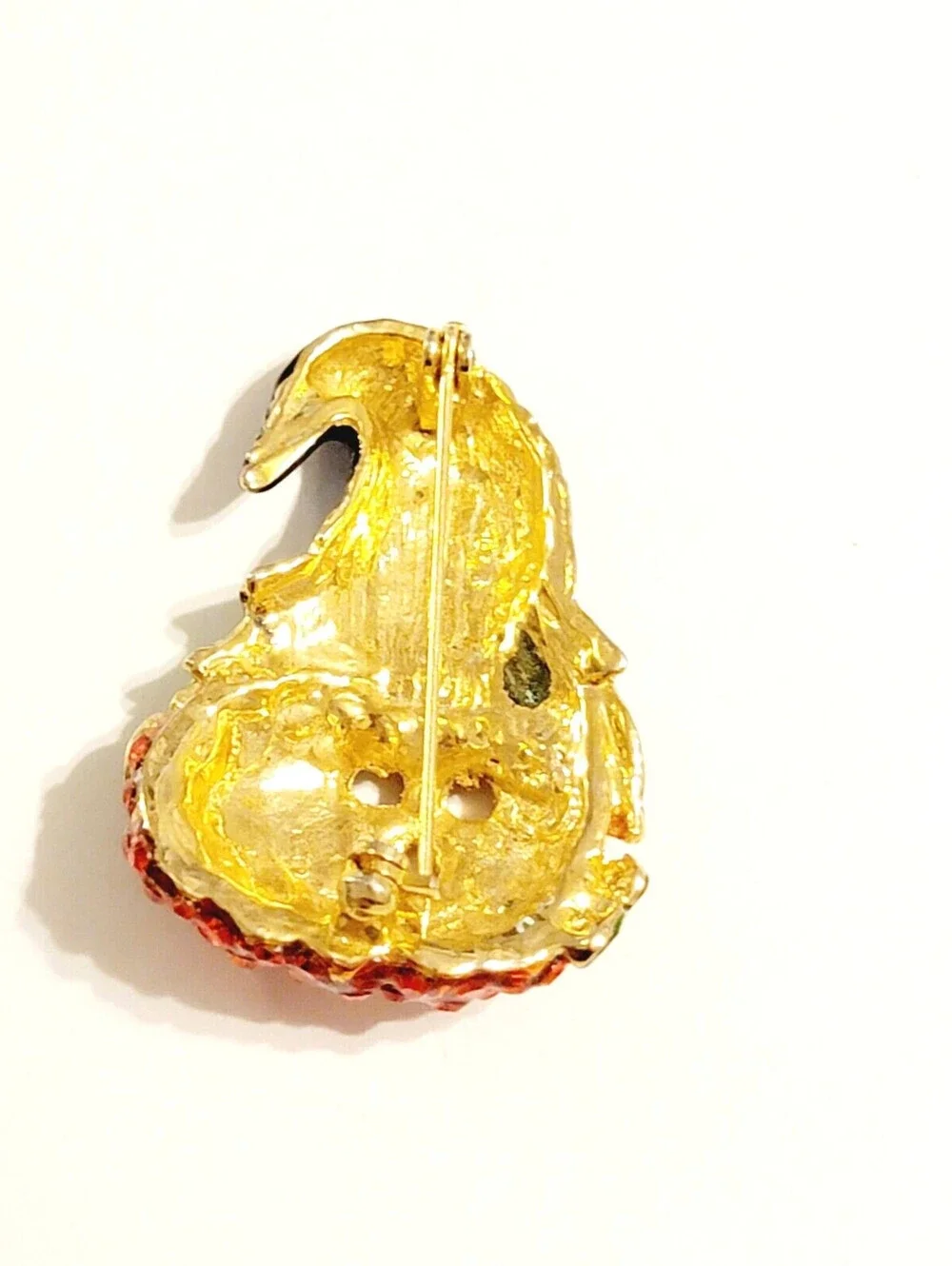 Rhinestone Halloween Brooch Pin Pumpkin Orange Enamel Festive Jewelry h-100